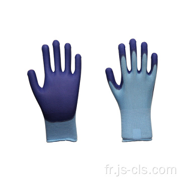 Série PU Blue Purple Polyester Palm Gants